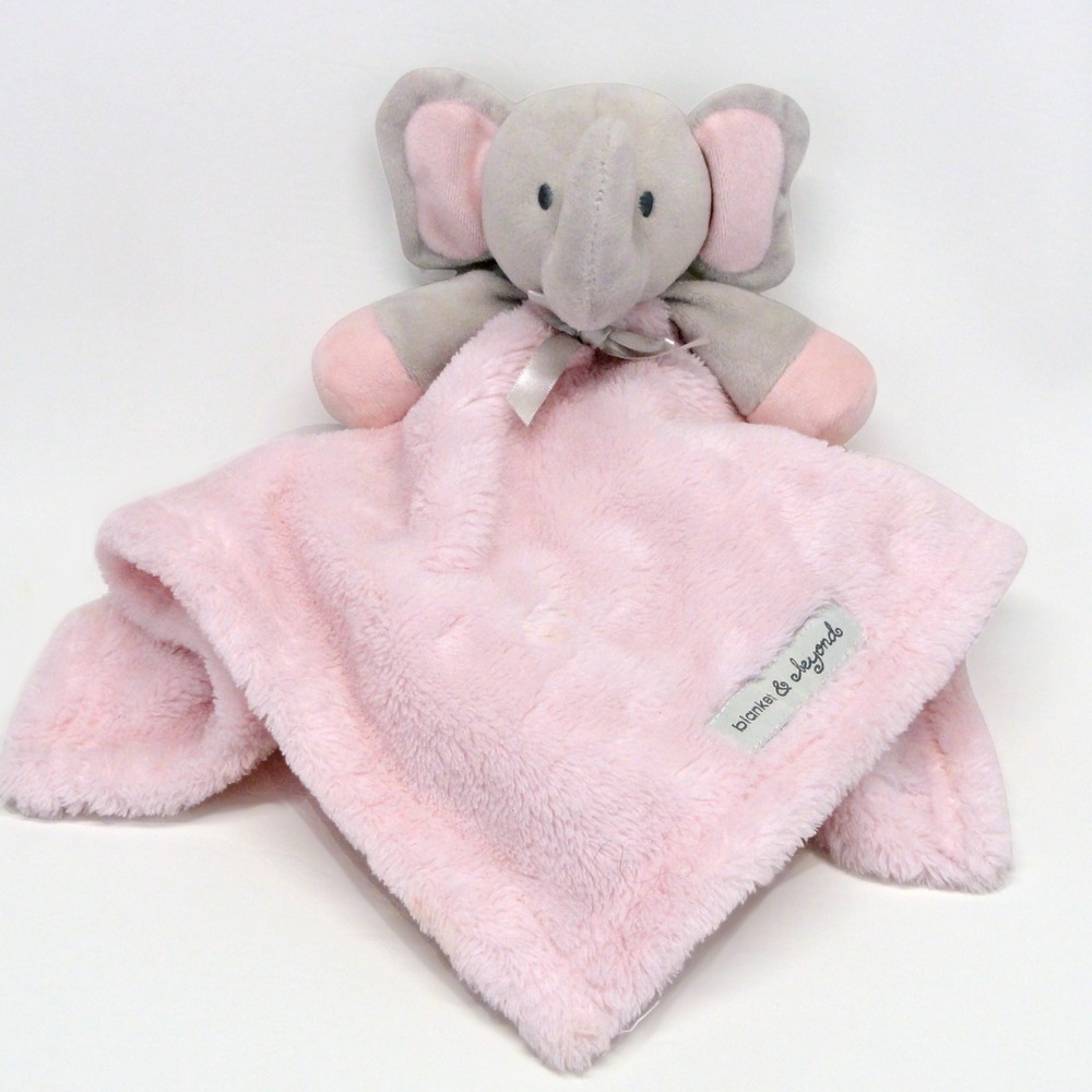 Blankets and Beyond Elephant Lovey Pink Gray Plush Baby Security Blanket Lovie